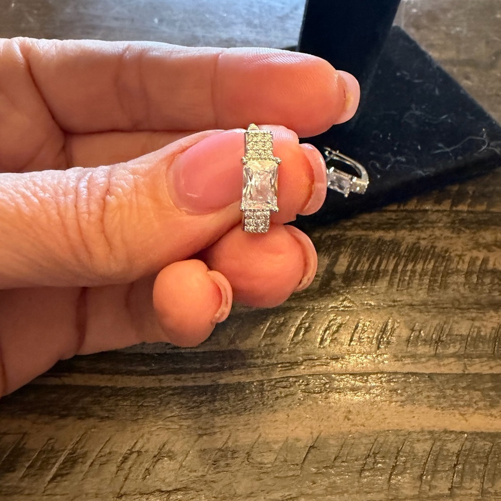 Classic Silver-Tone Clear CZ Drop Earrings